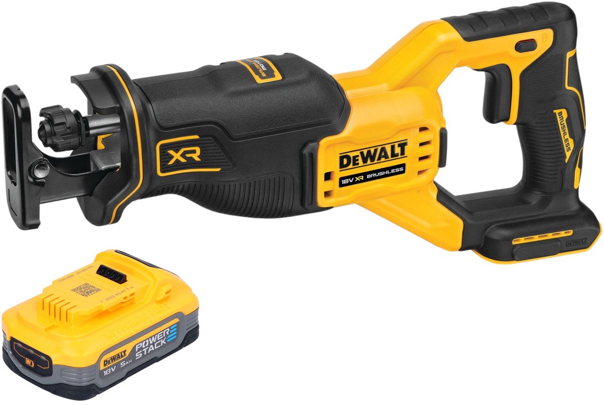 DeWalt DCS 382 N accu reciprozaag sabelszaag 18 V borstelloos + 1x Powerstack accu 5,0 Ah - zonder oplader