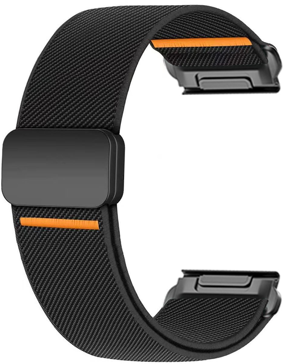 Stravo Nylon Bandje met Magneet voor Garmin Fenix 5x (Plus) Fenix 6x (Pro) Fenix 7x (Pro-Sapphire-Solar) Garmin Fenix 8 - 51mm Enduro 1-2-3 - Quickfit 26mm band voor Garmin smartwatches - Stevig & Verstelbaar Horlogebandje Horlogeband - Zwart thumbnail 2