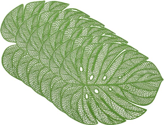 Placemats - 6 Stuks - 46x37 cm - PVC - Bladeren - Placemat - Groen - Borden onderleggers - Decoratie voor op tafel - Keuken tafeldecoratie accessoires - Tafelversiering - Decoratiematten voor bruiloft, jubileum en diner