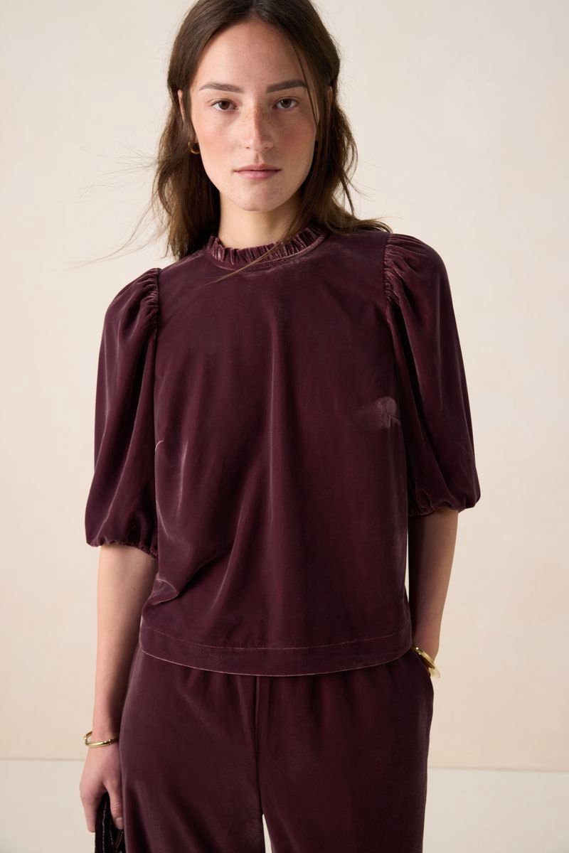 Sissy-Boy - Donkerrode velvet top