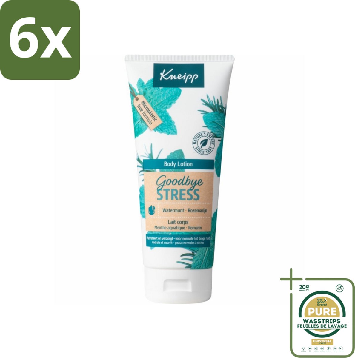 Kneipp Bodylotion – Watermunt & Rozemarijn – 200 ml - Voordeelverpakking - 6 stuks - Watermunt - Rozemarijn