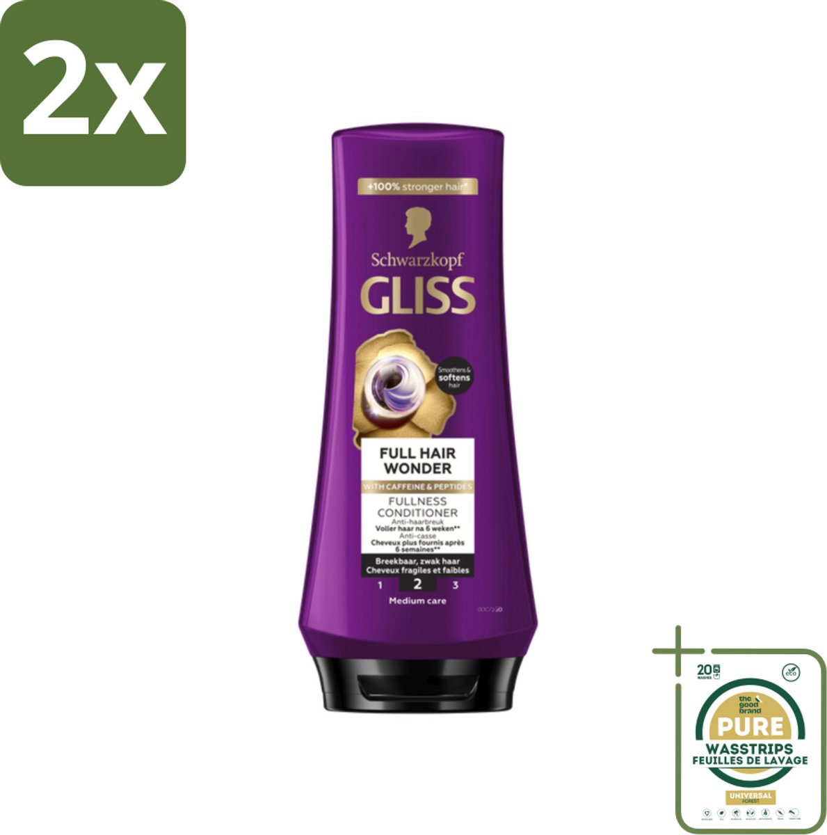 Gliss Conditioner Full Hair Wonder - 200 ml - Voordeelverpakking - 2 stuks - Haarstructuur - Haarbreuk