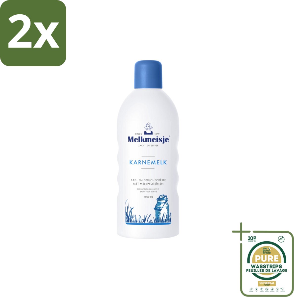 Melkmeisje – Bad & Douche – Karnemelk – 1000 ml - Voordeelverpakking - 2 stuks - Huid verzorging - Huid hyderatatie