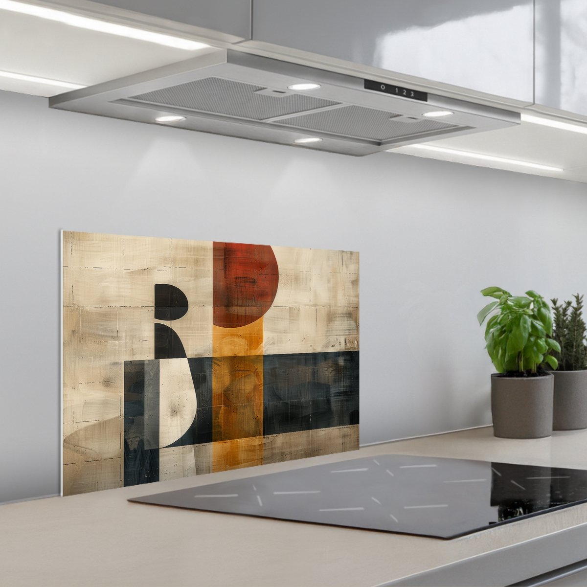 Spatscherm 60x40 cm - Zelfklevende achterwand Abstract - Kunst - Vormen - Modern - Keuken muurbeschermer - Spatwand fornuis