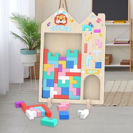 Houten Tetris Puzzel - Educatief Bouwspel voor Kinderen van Houten — afbeelding 2