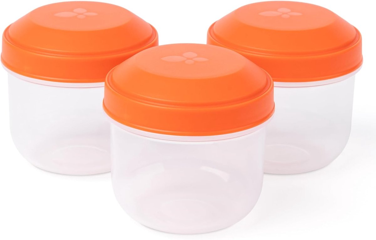 Amuse Rikko Poppy Snackbox set - 185ml - Set van 3 lekvrije Snackdoosjes - Transparante Bewaardoosjes - BPA-vrij Fruitbakje - Sluit gemakkelijk - Rood