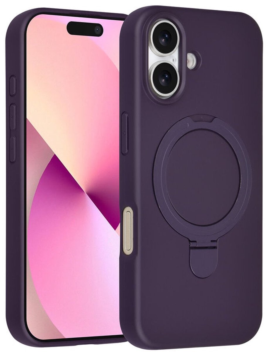TUNIQ Back cover - iPhone 17 - Grape Paars - Schokabsorberend - Met MagSafe Ring Stand