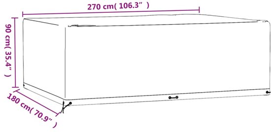 vidaXL Housses de meubles de jardin - Zwart - 270 x 180 x 90 cm - PE - Aluminium - Résistant à Water et aux UV - Set de 2 - Housse pour meubles de jardin