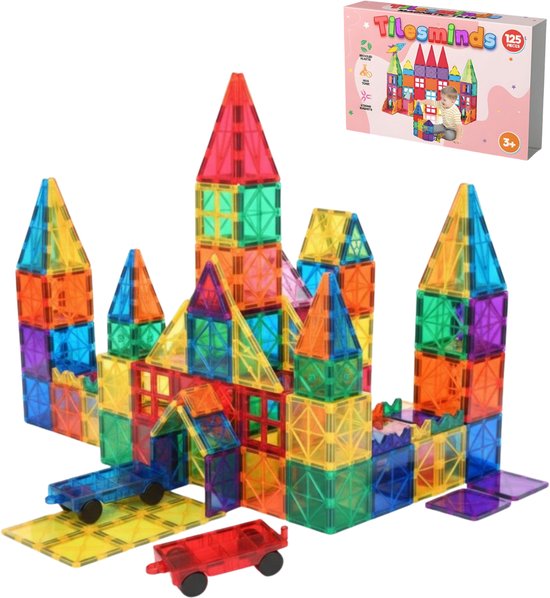 TilesMinds® - Magnetic Tiles - Magnetisch Speelgoed - 125 stuks - Montessori Speelgoed - Magnetische Tegels - Bouwblokken - Constructie Speelgoed - Kinderen 3-12 Jaar