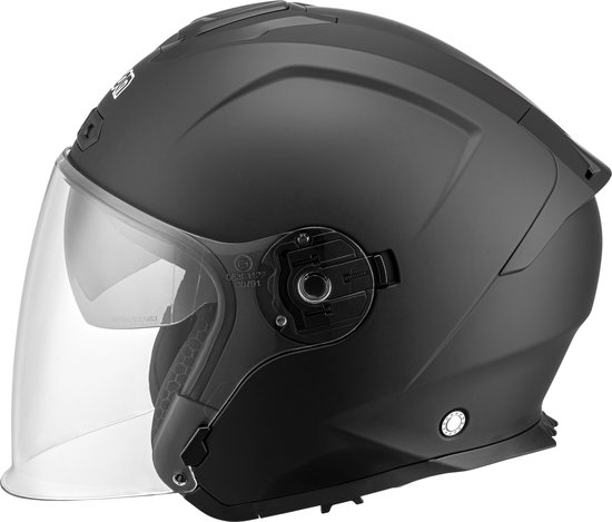MY Jethelm , ECE22.06 gecertificeerd, comfortabel binnenwerk volledig verwijderbaar, motorhelm voor scooter, Vespa, geschikt voor heren en dames, model MY-835 (Mat titanium, L