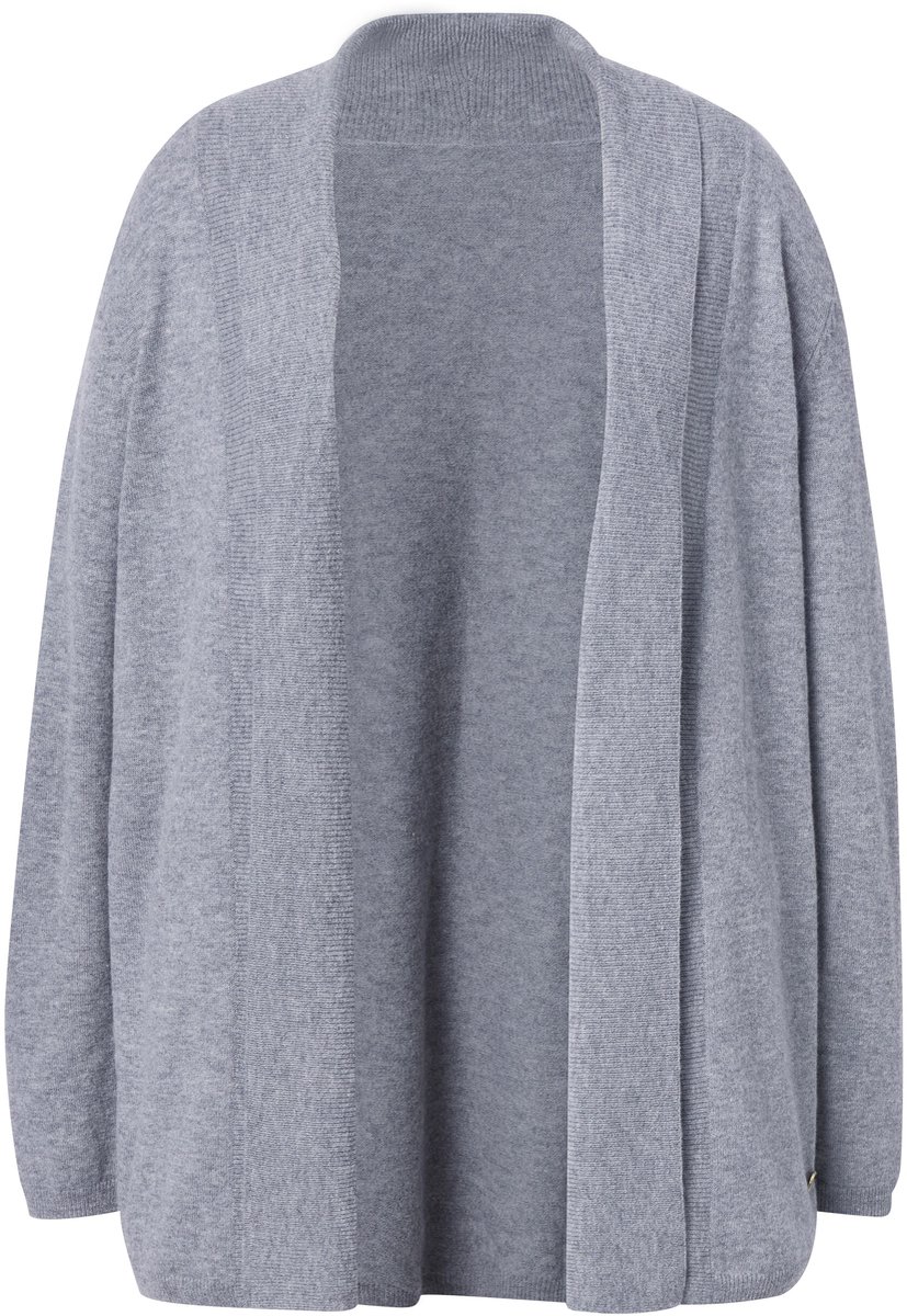 Ulla Popken - Dames - Vest sjaalkraag lange mouw wol - Lichtgrijs melange - Maat 58+