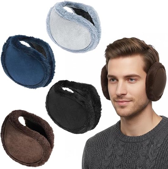 Ensemble de 4 cache-oreilles d'hiver - Unisexe - Cache-oreilles doux - Coupe-vent - Cache-oreilles chauds - Cache-oreilles réglables (4 couleurs)