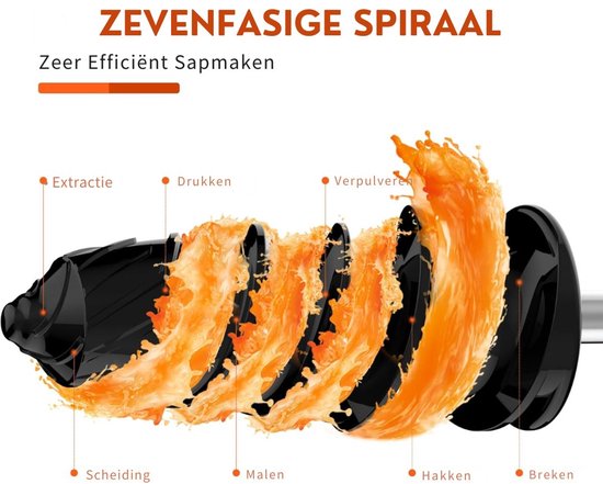 Slow Juicer - 150W Stille Motor - RVS Design - Eenvoudig te Reinigen — afbeelding 3