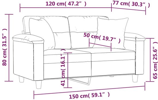vidaXL-Tweezitsbank-met-sierkussens-120-cm-kunstleer-zwart