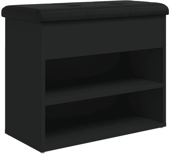 Banc à chaussures vidaXL 62 x 32 x 50 cm Bois finition noire - Banc à chaussures - Bancs à chaussures - Banc de couloir - Banc de rangement