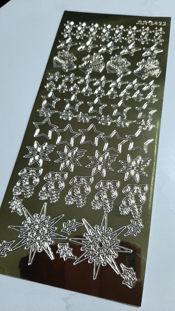 Jeje299 - stickervel goud kerst - kerstklokjes, sterren, hulst, kerstbal stickers - kerstdecoraties - divers - gouden peel-off sticker kerstmis