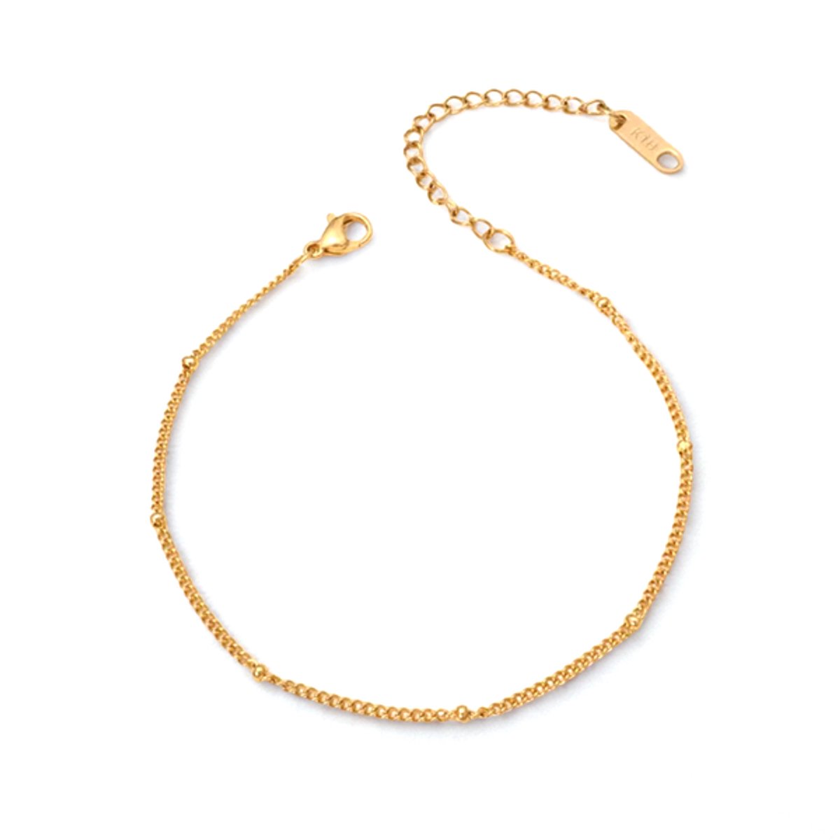 Minimalistische Schakelarmband met bolletjes - Stainless Steel Goud kleurig - Waterproof - Kleurvast - Dames armband - The Jewellery Salon