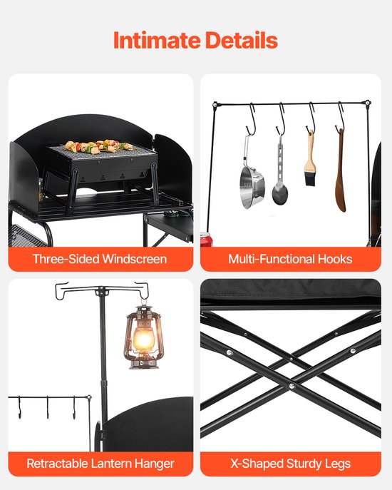 VEVOR Camping Keukentafel Draagbare Kooktafel 1 Kast Buiten Picknick — afbeelding 5