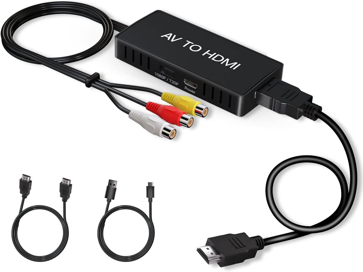 Tulp naar HDMI Converter - RCA naar HDMI-converter - HDMI Naar RCA - 1080P Full HD - met HDMI-kabel - Support PAL/NTSC - Geschikt voor PC, Laptop, TV, WII, PS1, PS2, PS3, STB, VHS, VCR, Blue-Ray DVD Players - Ondersteunt PAL/NTSC - Zwart