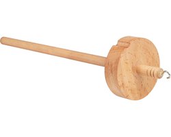 Een bovenop gemonteerd, volledig met garen omhuld, handgesneden houten gereedschap, geschikt voor beginners.