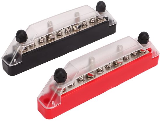 2-delige Railverdeelblokset – 12V-48V DC, 150A, Met M6 & M4 Schroeven – Voor Auto, Boot, Camper