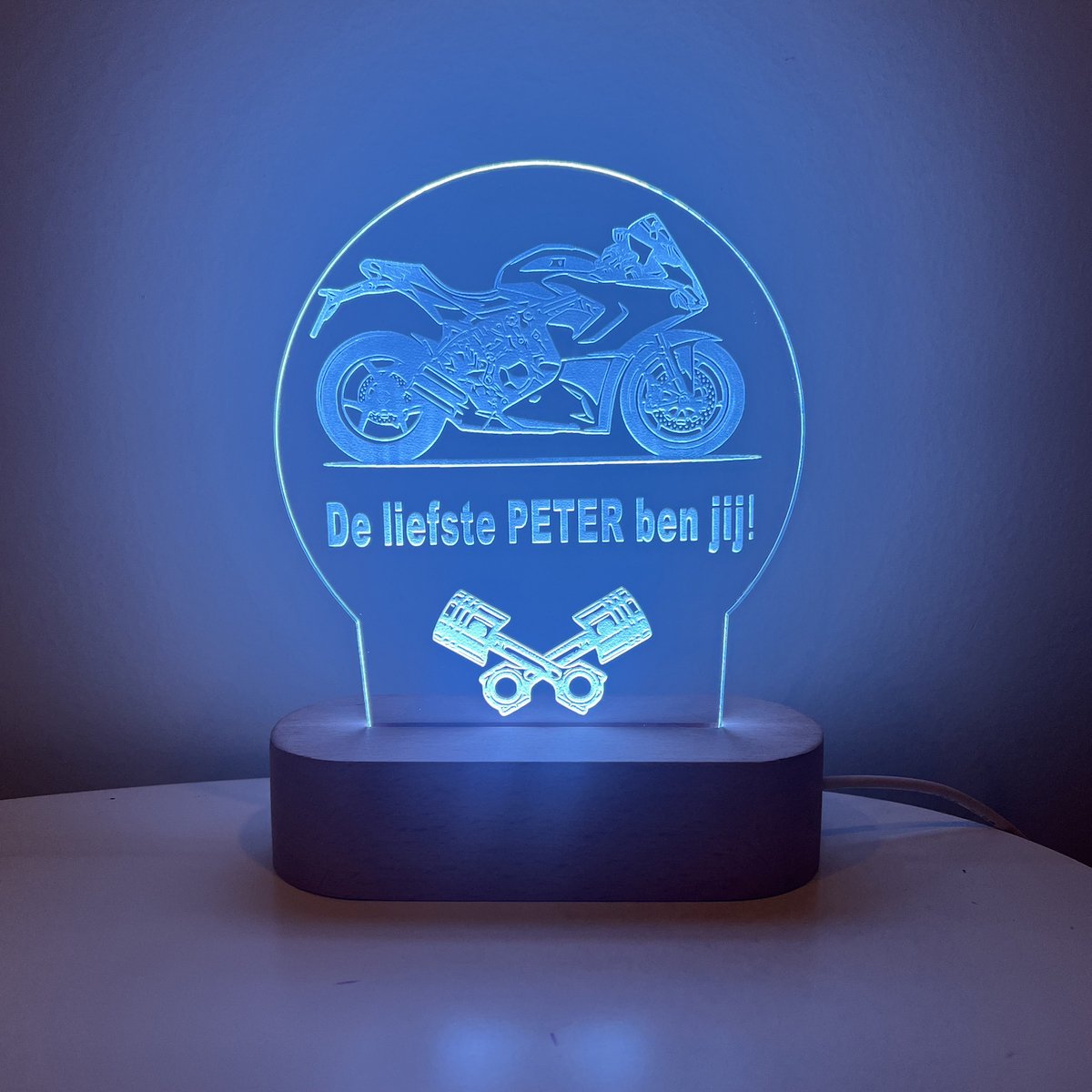 LED lamp liefste PETER | motor | liefste peter | peter vragen | peter worden | peetoom vragen | peettante worden | cadeau | geschenkdoos | giftbox | ellerliefste peter