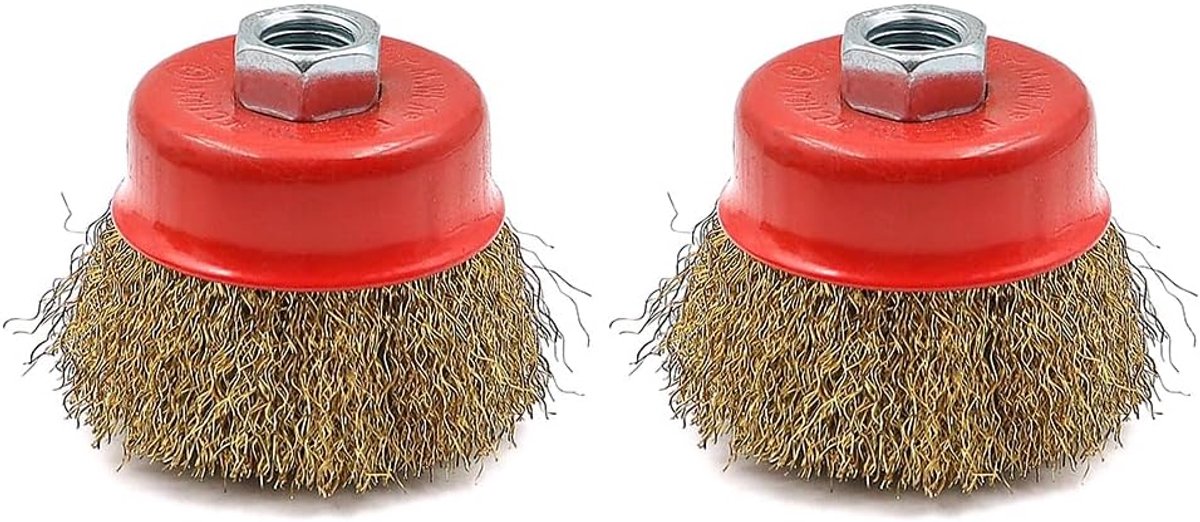 Professionele golfvormige komborstel voor staal - metaal - 65mm - M14 - accessoires voor haakse slijper - 2 stuks