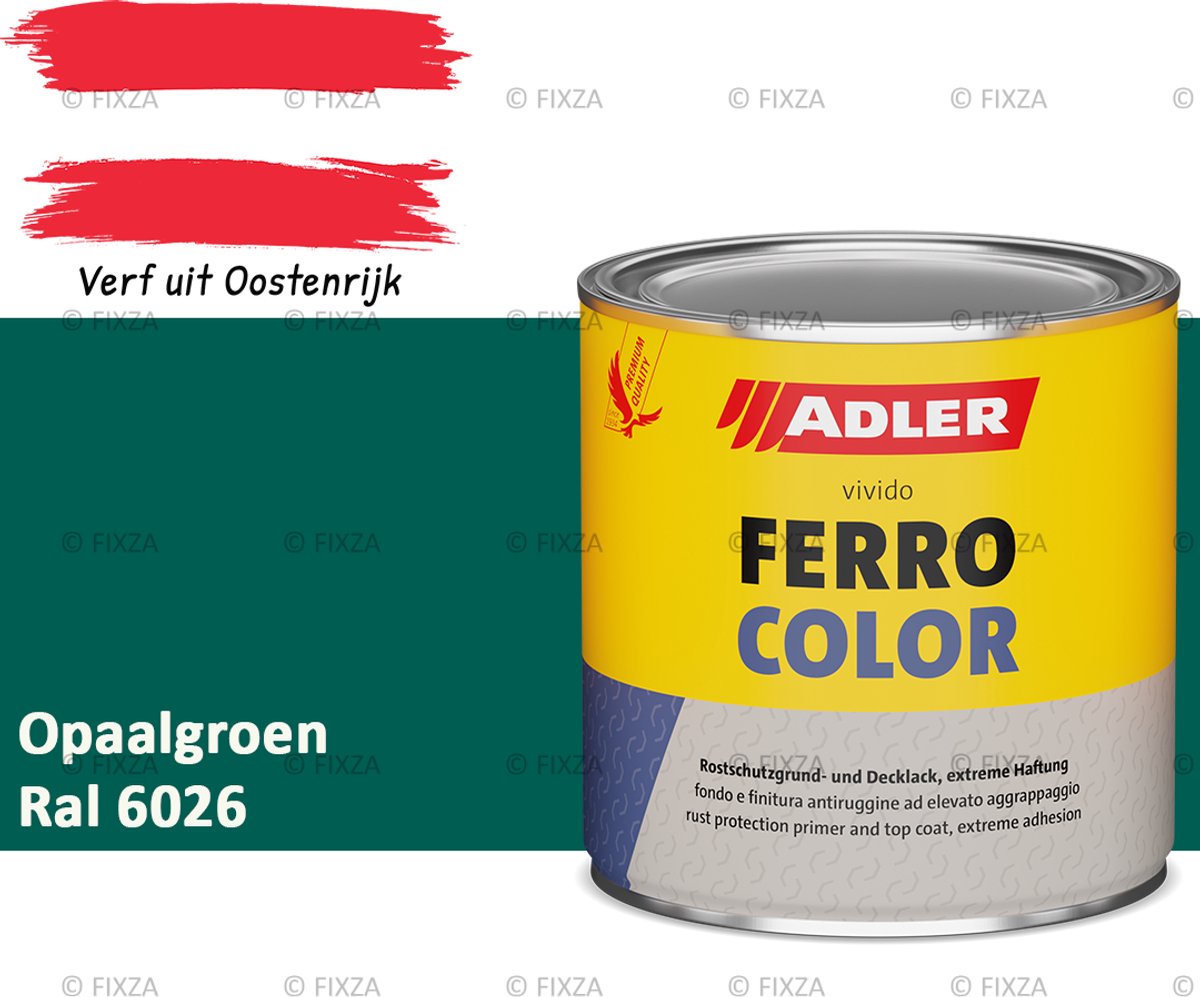 ADLER Ferrocolor 3in1 roestwerende verf – 0,75 Liter – Opaalgroen – Grondverf en aflak in één – Voor binnen & buiten – Voor ijzer, staal, zink & aluminium – Milieuvriendelijk – Zonder primer