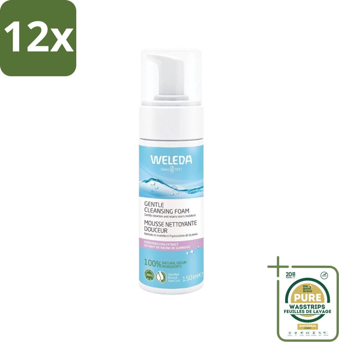 WELEDA - Reinigingsmousse - Mild - 150 ml - Voordeelverpakking - 12 stuks - Normale huid - Gemengde huid