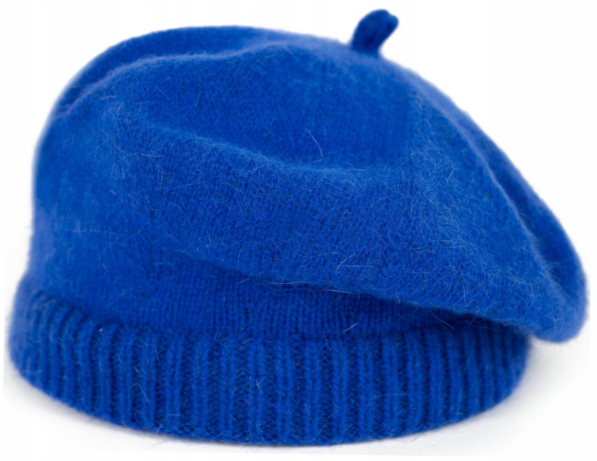 Dames Angora Beret - Warme Saffier Blauwe Beret