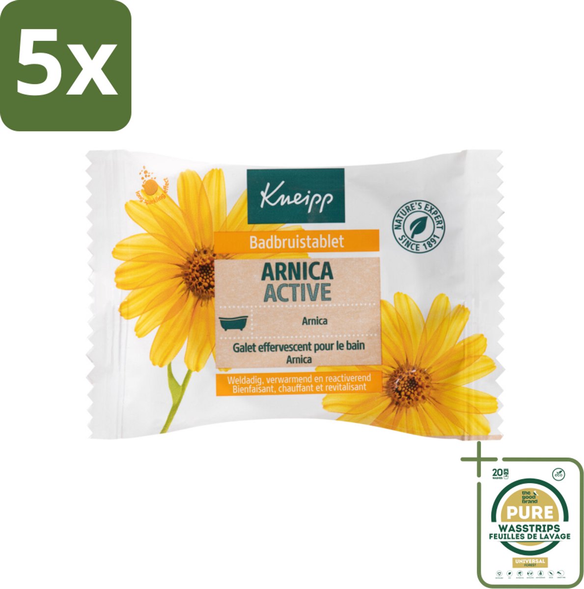 5 x Kneipp - Badbruistablet - Arnica - Grootverpakking - Badbruistablet - Arnica Extract - Herstelbad - Verwarmend Bad - Spierherstel
