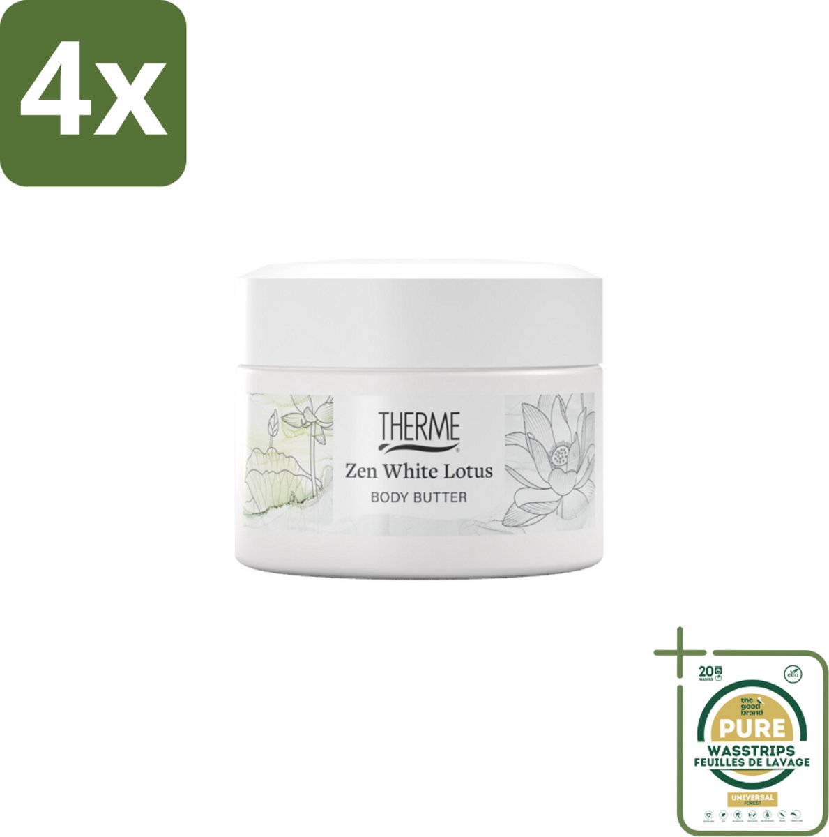 Therme - Zen White Lotus - Bodybutter - Hydraterend - Verzorgend - 75gr - Voordeelverpakking - 4 stuks - Lotus geur - Wellness
