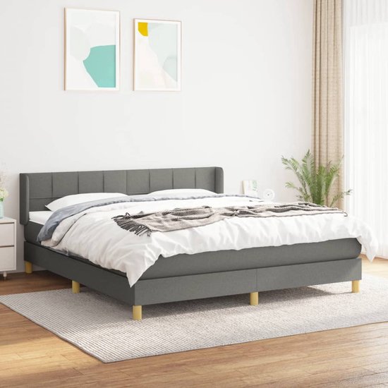 vidaXL-Boxspring-met-matras-stof-donkergrijs-160x200-cm