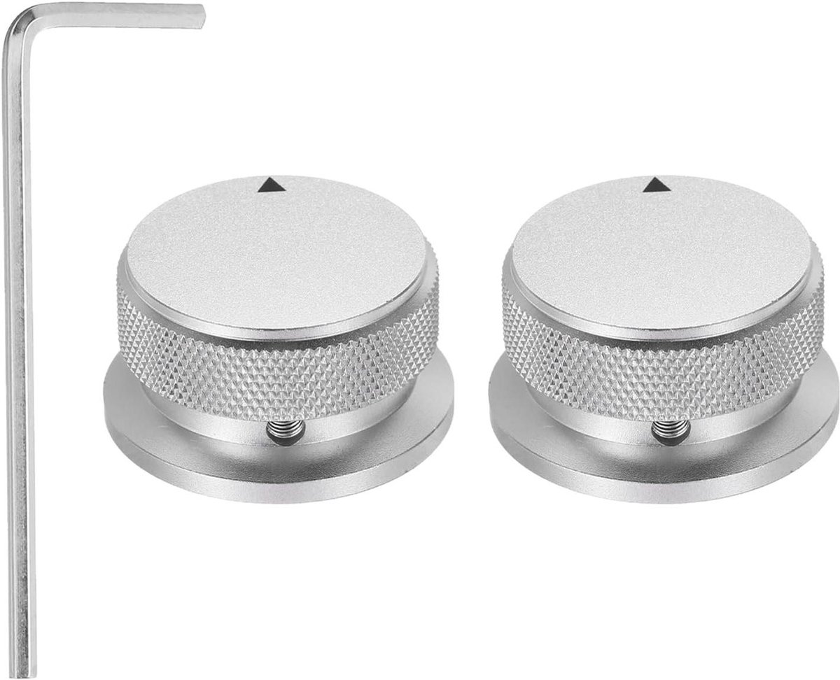 Provento - Aluminium potentiometerknoppen 2 stuks 6 mm - Draaiknop gitaar universeel - Volume en toonregeling met pijlindicator - Volumeregelaar voor gitaar en bas - Zilver 13/16 inch