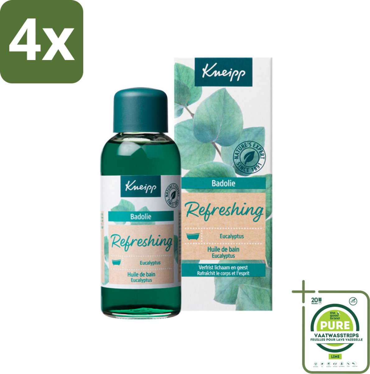 Kneipp - Badolie - Mint Eucalyptus - 100 ml - Voordeelverpakking - 4 stuks - Badproduct - Badolie