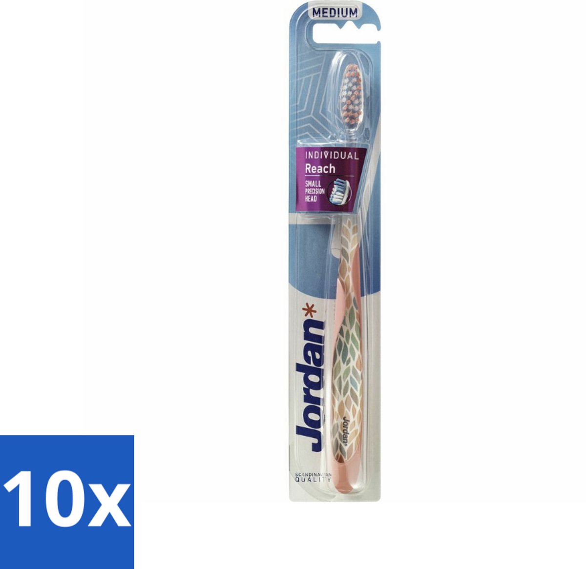 Jordan - Tandenborstel - Individual Reach - Medium - Bulkverpakking - 10 stuks