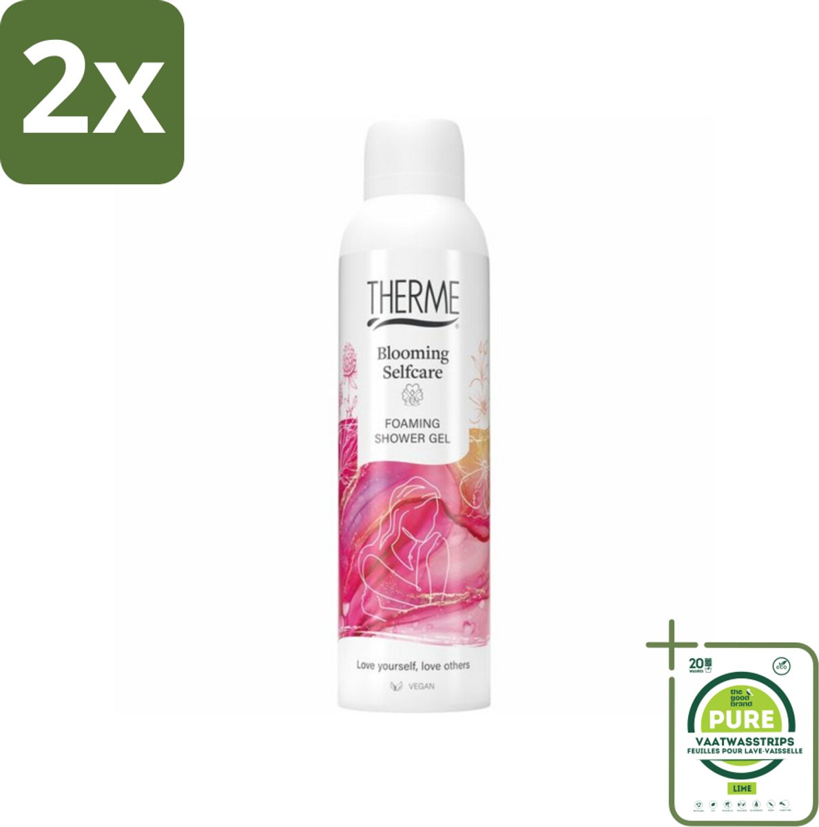 Therme - Blooming Selfcare - Schuimende Douchegel - Verfrissend - Verzorgend - 200ml - Voordeelverpakking - 2 stuks - Douchegel - Schuimende douchegel