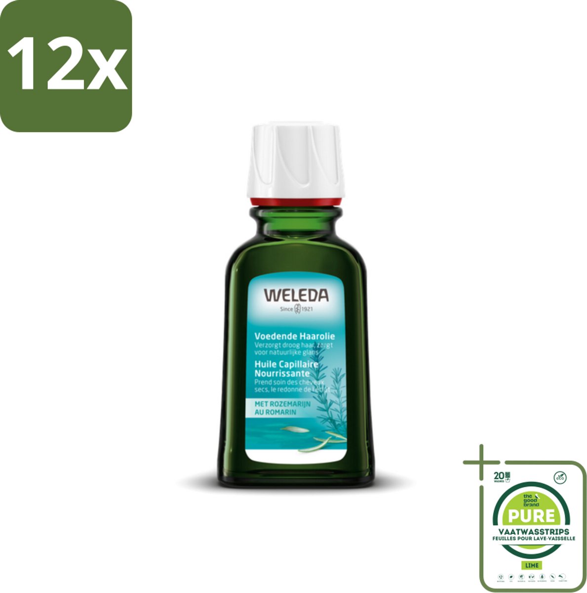 WELEDA - Haarolie Voedend - Rozemarijn - 50 ml - Voordeelverpakking - 12 stuks - Haar olie - Voedende haar