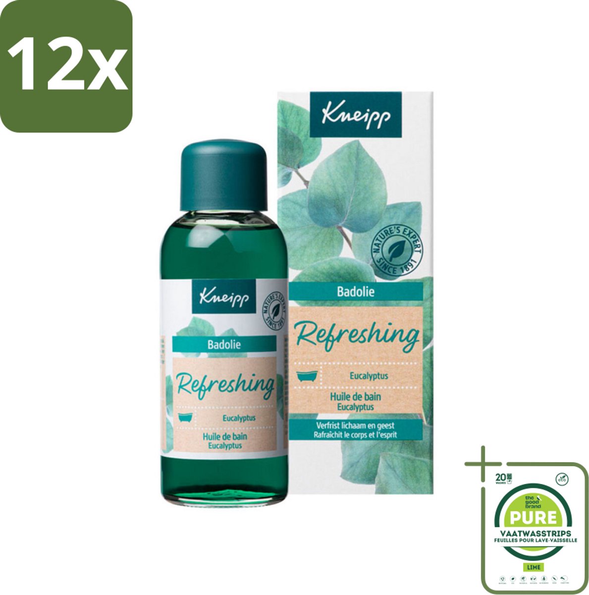 Kneipp - Badolie - Mint Eucalyptus - 100 ml - Voordeelverpakking - 12 stuks - Badproduct - Badolie