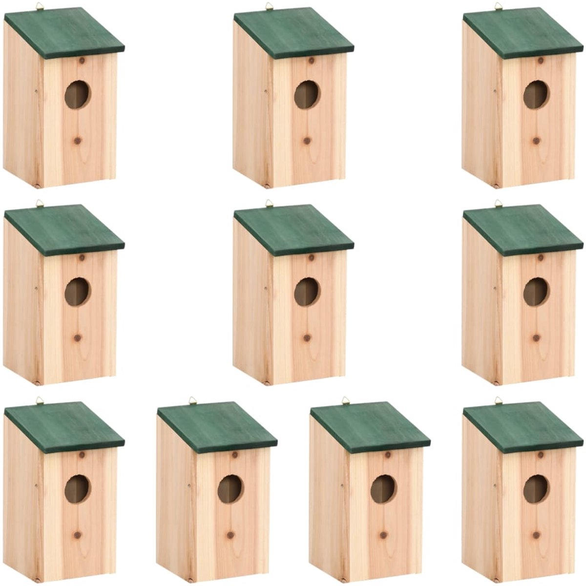 Bol.com vidaXL - Vogelhuisjes - 10 - st - 12x12x22 - cm - massief - vurenhout aanbieding