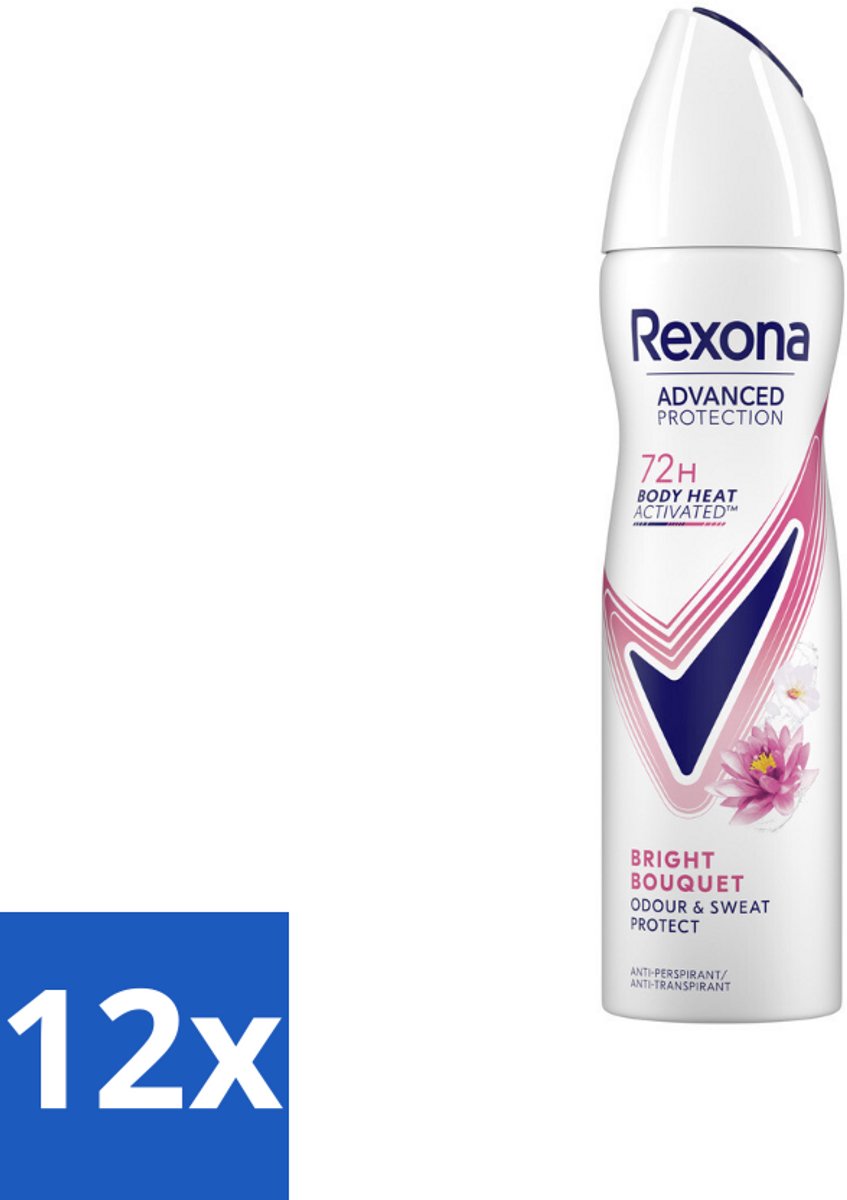 Rexona - Deodorant Spray - Advanced Protection Bright Bouquet - Langdurige Frisheid - 150 ml - Voordeelverpakking - 12 stuks