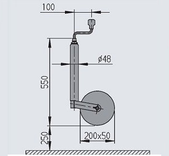 Alko neuswiel plus rond 48 wiel 200x50 L=450 extra lang — afbeelding 4