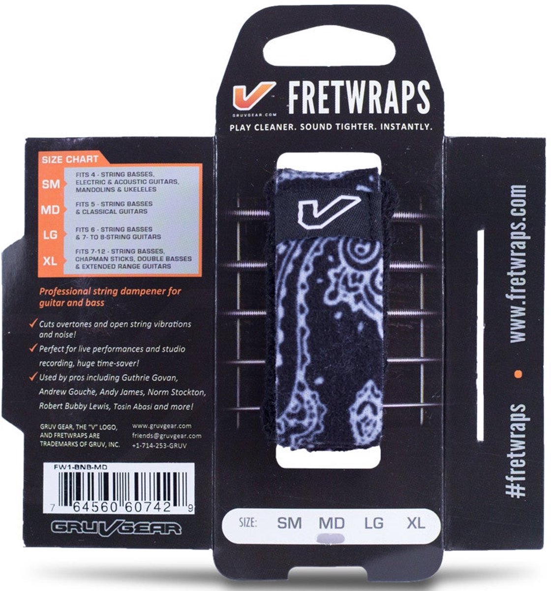GruvGear Fretwraps 1-pack LG Bandana zwart