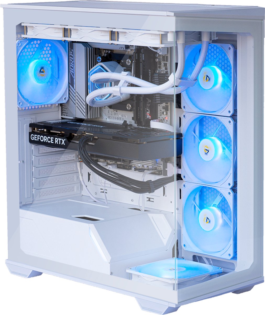 Peta GamePC Gamer C3 White RGB – AMD Ryzen 7 8700, RTX 5060 8GB, 32GB DDR5, 2TB M.2 SSD, waterkoeling, WiFi 6E - Afbeelding 4