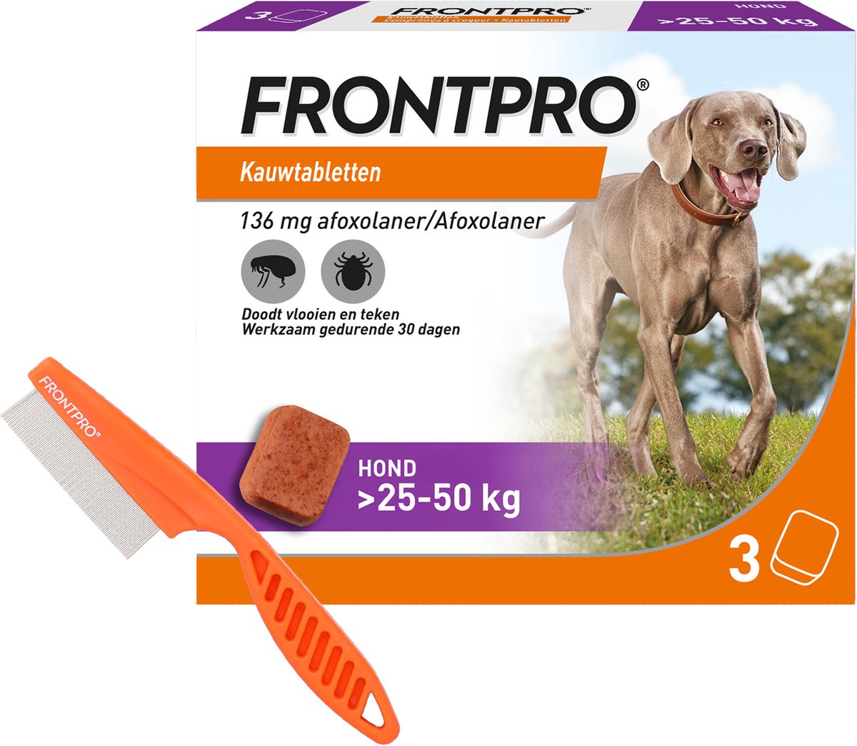 FRONTPRO XL - 3 Tabletten + Gratis Vlooienkam
