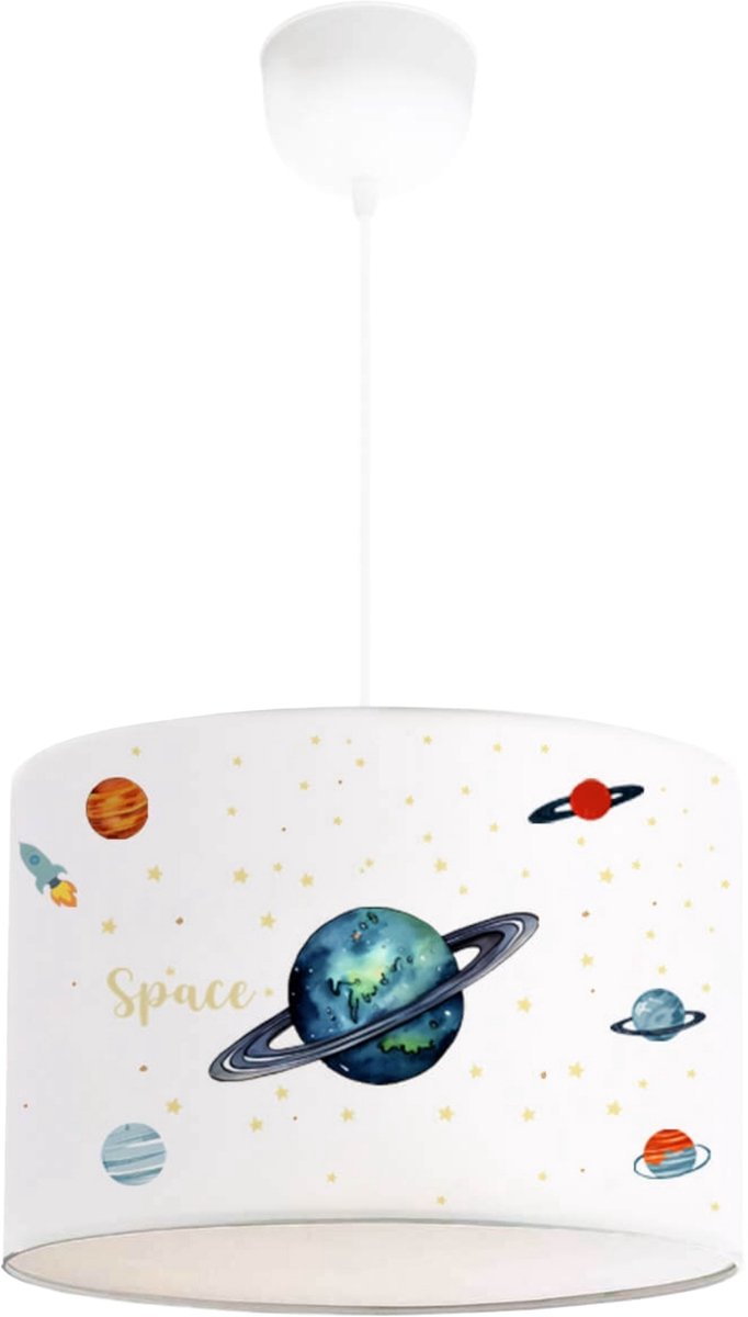 Kinder hanglamp Rugby wit met planetair motief lux.pro