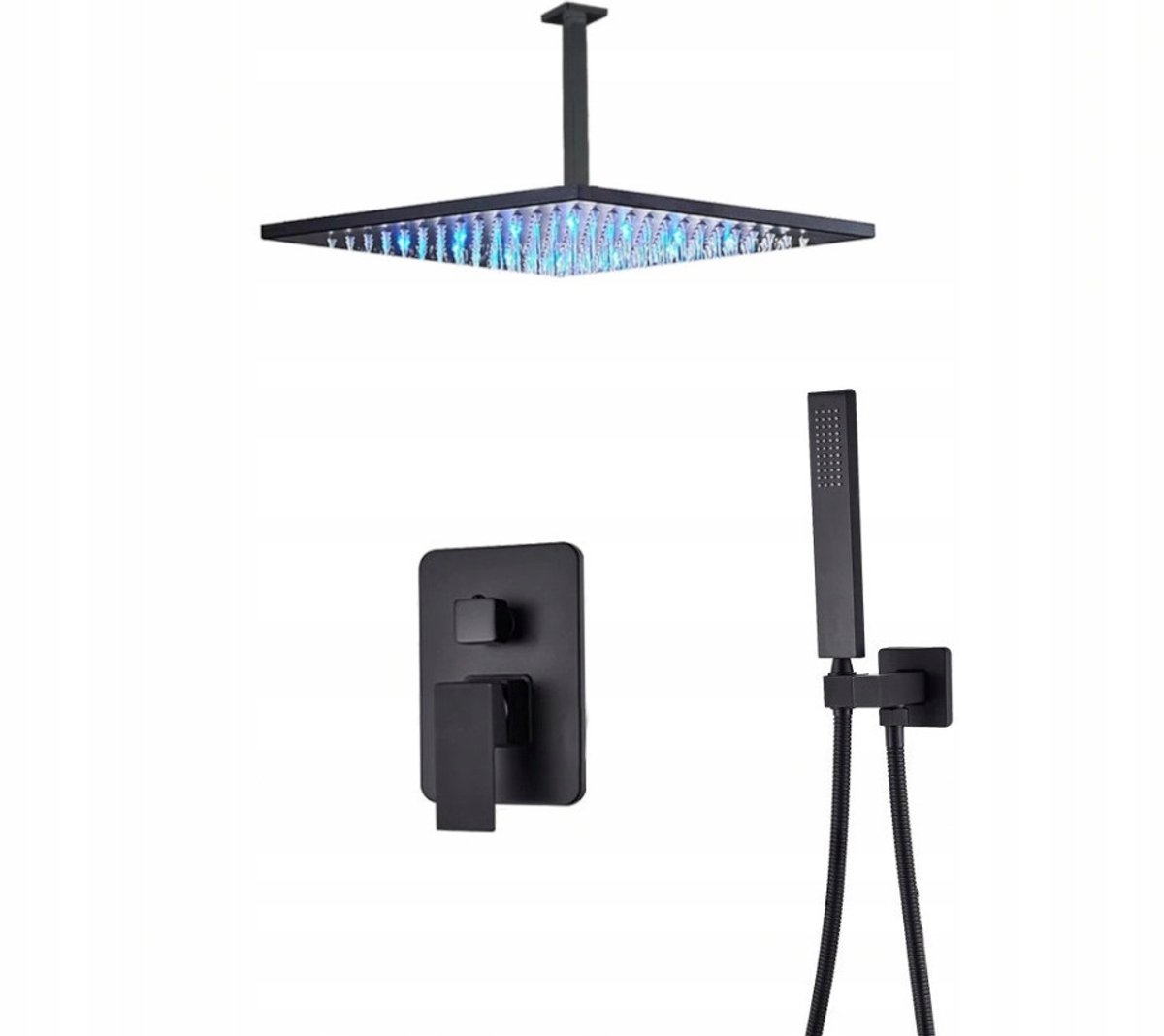 Zwart Mat Inbouw Doucheset met LED Regen Douche 25cm