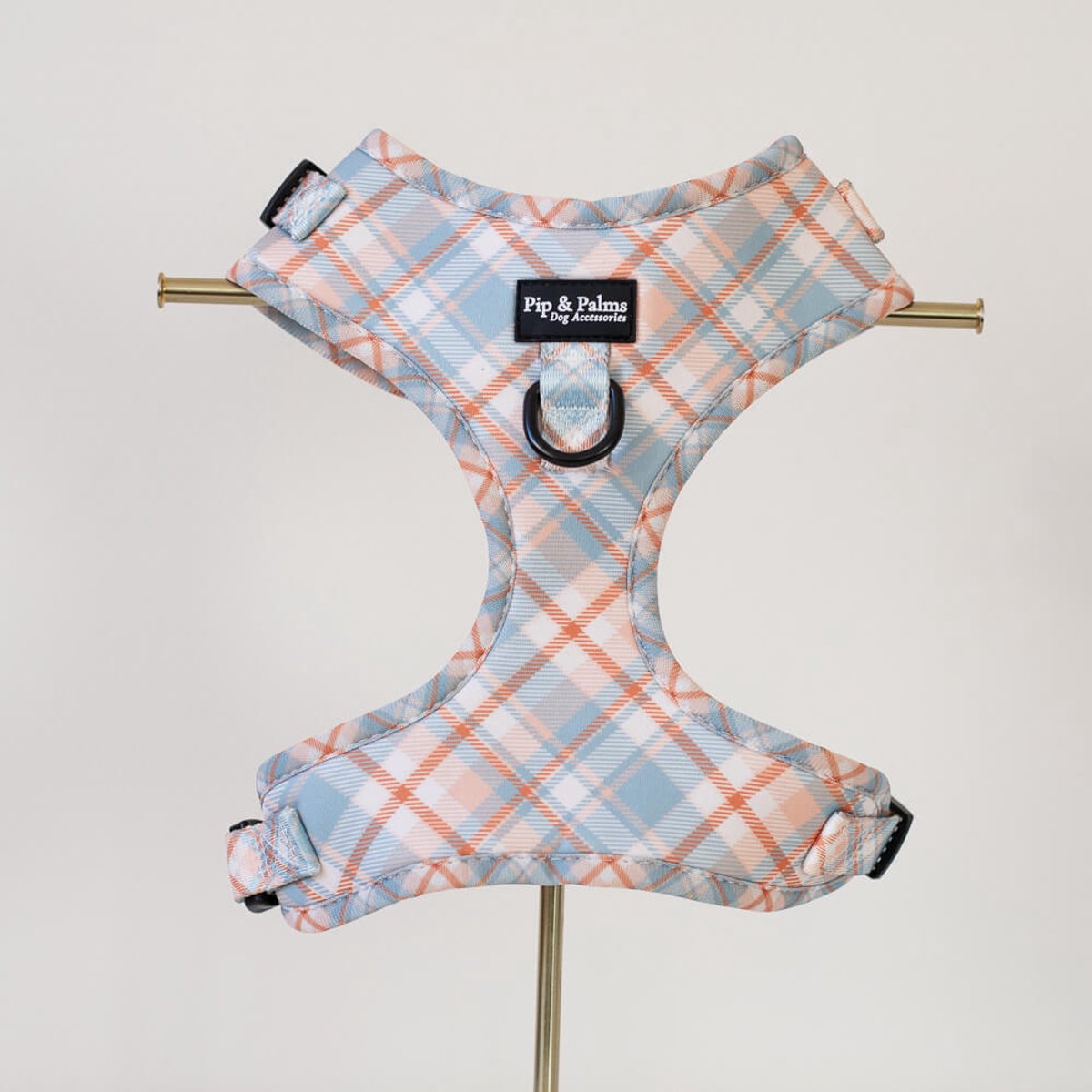 Pip & Palms - Hondenharnas Pawsome Plaid - Blauw - Maat S - Hondentuig - Verstelbaar - Y Tuig Hond - Zachte Voering - voor Middelgrote honden