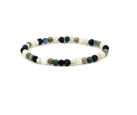 Karma - kralenarmband - Bracelet - Spiral Opal - XXS - elastic black crystal - 4 MM - armband