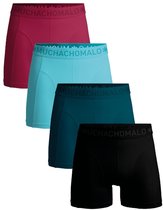 Vier Muchachomalo boxershorts in rood, turquoise, petrolblauw en zwart.